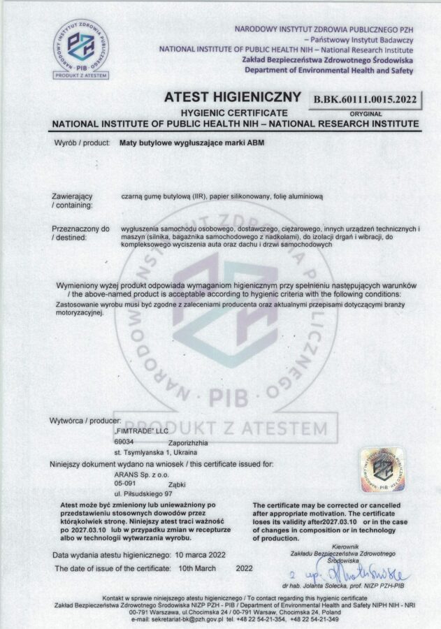 Mata Wygłuszająca Butylowa Samoprzylepna ABM w arkuszach mata wygłuszająca,mata butylowa Maty butylowe ABM Professional mata akustyczna warszawa Izolacja ABM